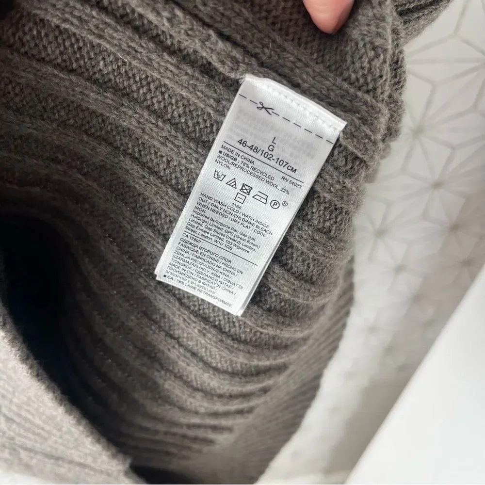 Banana Republic Heritage Collection Gray Wool Ribbed Turtleneck Sweater